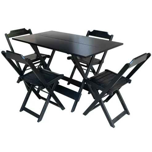 JOGO DE MESA COM 4 CADEIRAS DE MADEIRA DOBRÁVEL 120X70 TABACO